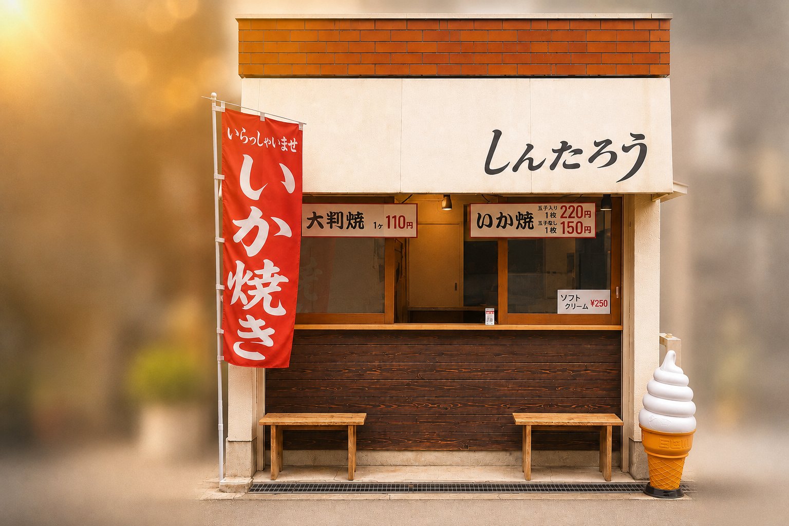 しんたろう｜昔ながらの下町の味を、ポップで楽しく親しみやすく。大阪・守口市 滝井。いか焼き・大判焼き・ソフトクリーム